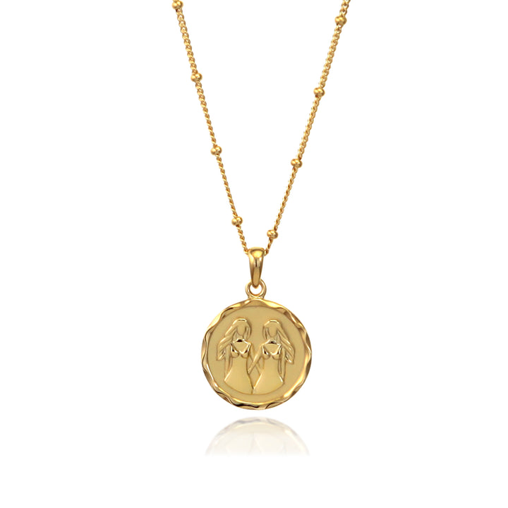 18t gold vermeil Gemini zodiac star sign pendant necklace