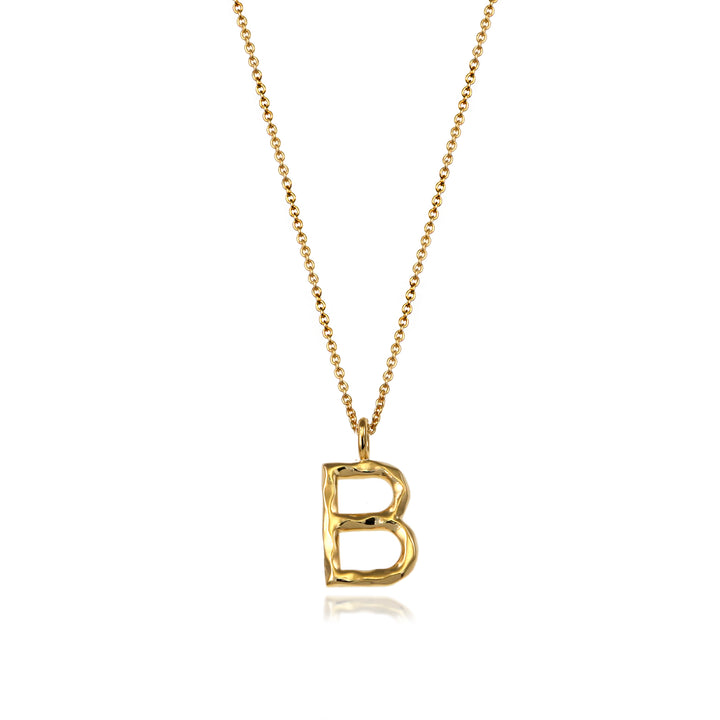 Gold vermeil letter B initial necklace pendant with chain