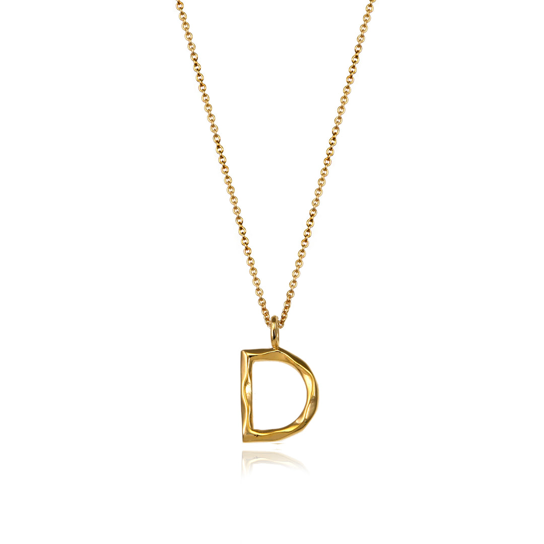 Gold vermeil letter D initial necklace pendant with chain
