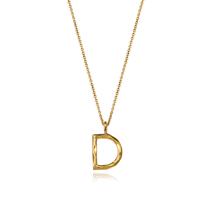 Gold vermeil letter D initial necklace pendant with chain