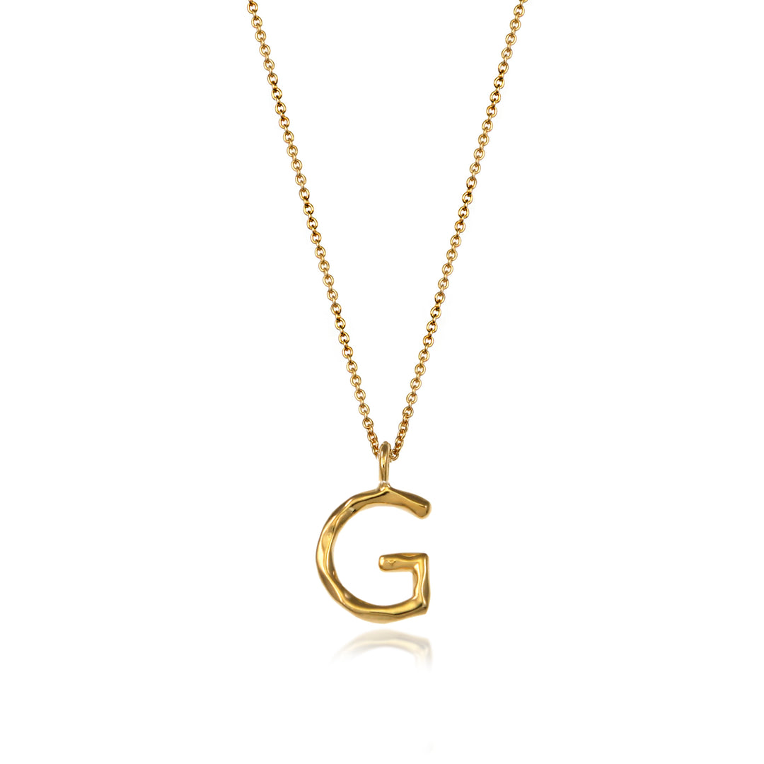 Gold vermeil letter G initial necklace pendant with chain