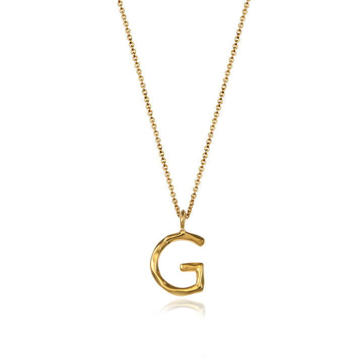 Gold vermeil letter G initial necklace pendant with chain