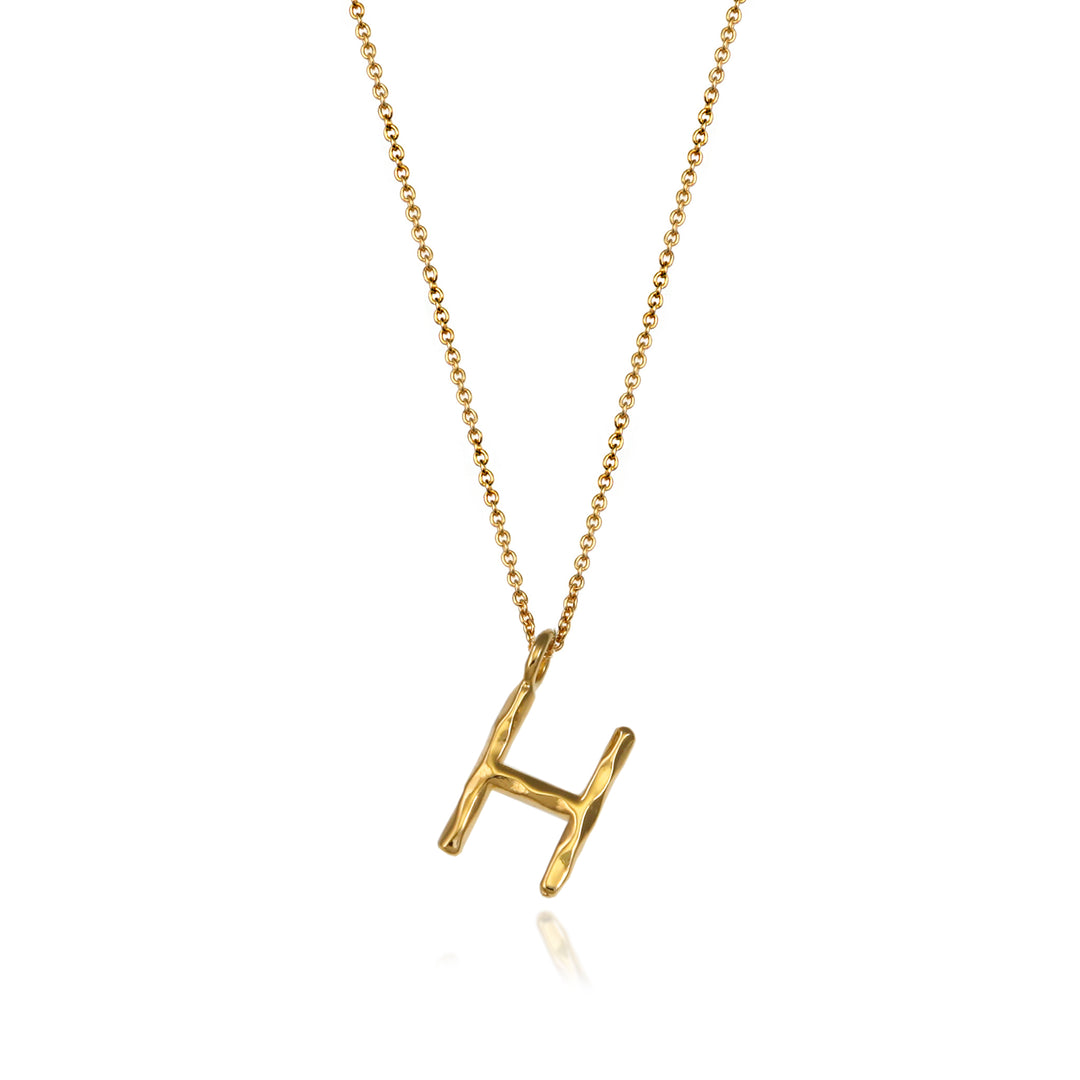 Gold vermeil letter H initial necklace pendant with chain