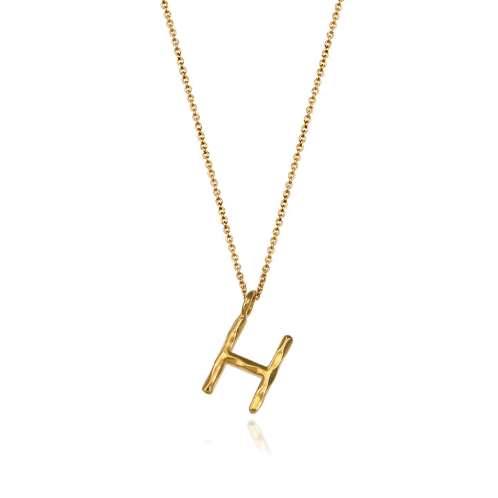 Gold vermeil letter H initial necklace pendant with chain