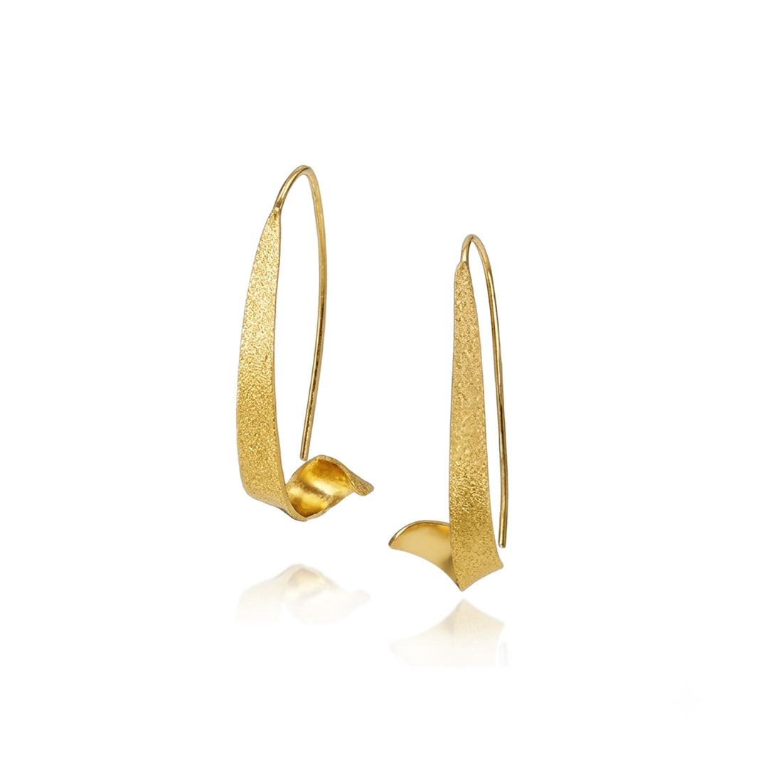 Gold vermeil swirl threader hoop earrings