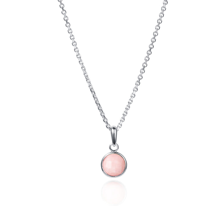 Pink opal gemstone pendant necklace in sterling silver