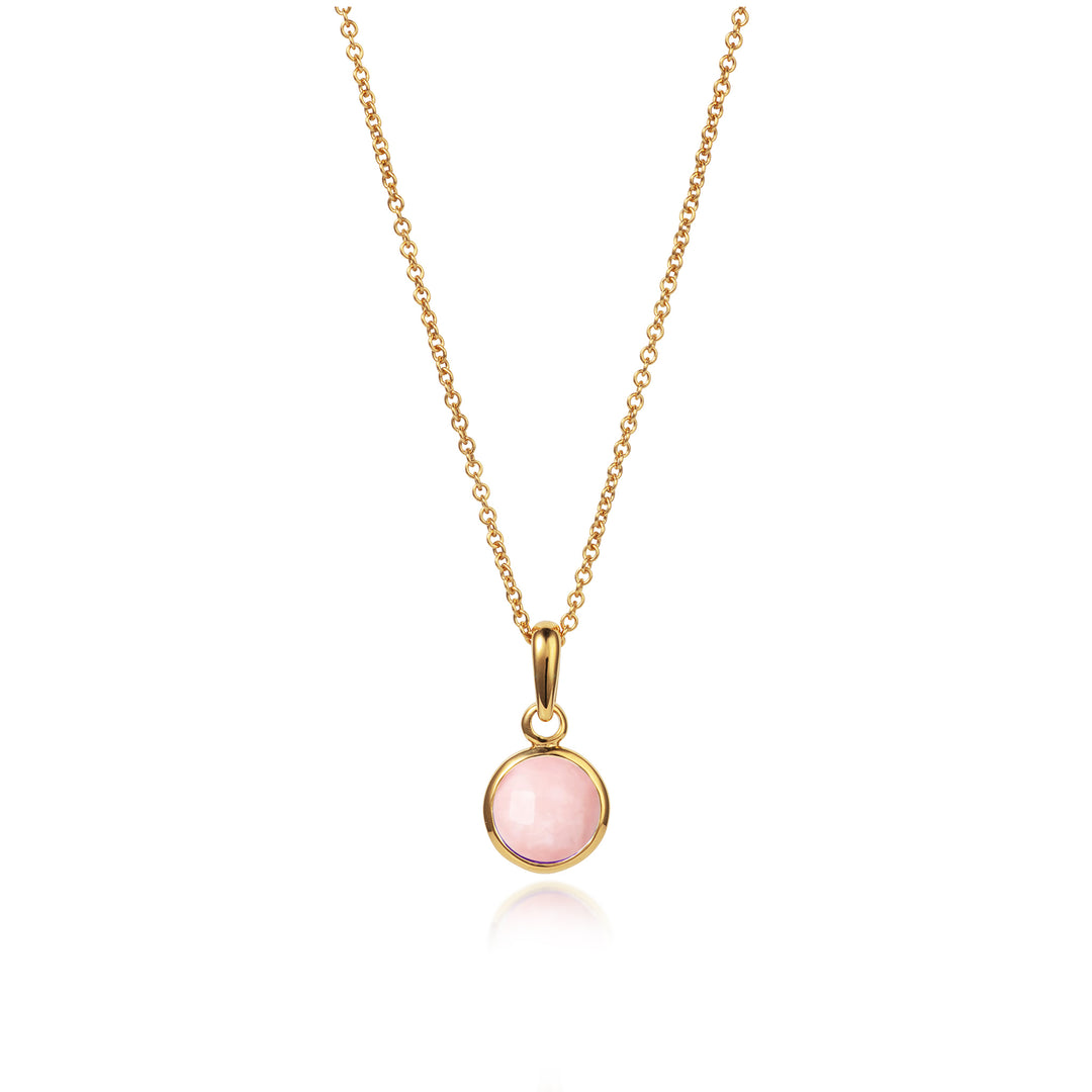 pink opal gemstone pendant necklace in gold vermeil