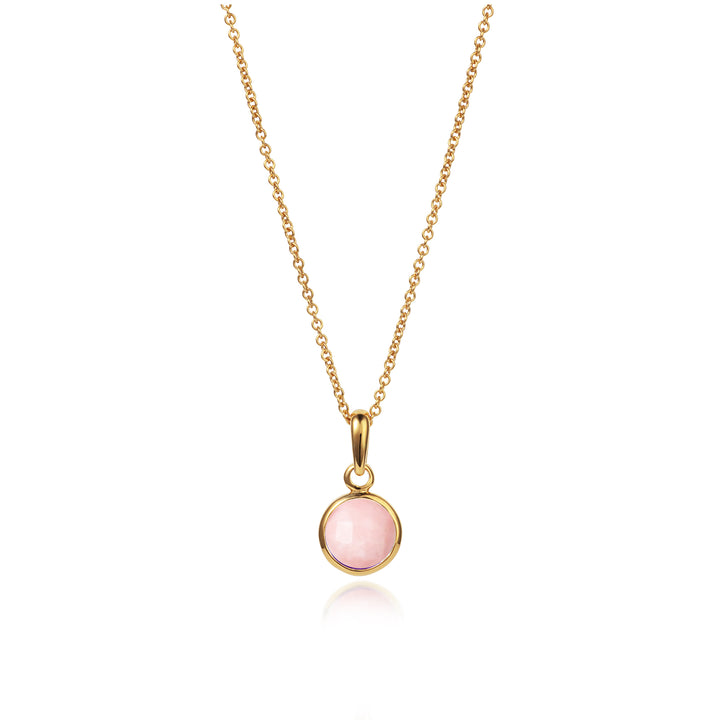 pink opal gemstone pendant necklace in gold vermeil