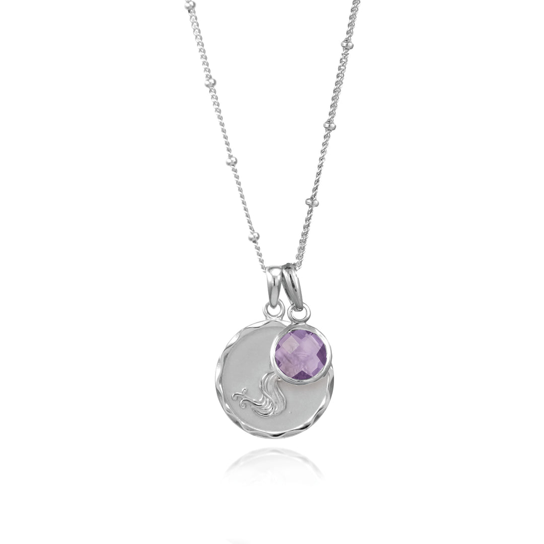 Silver Aquarius Zodiac Star Sign Necklace