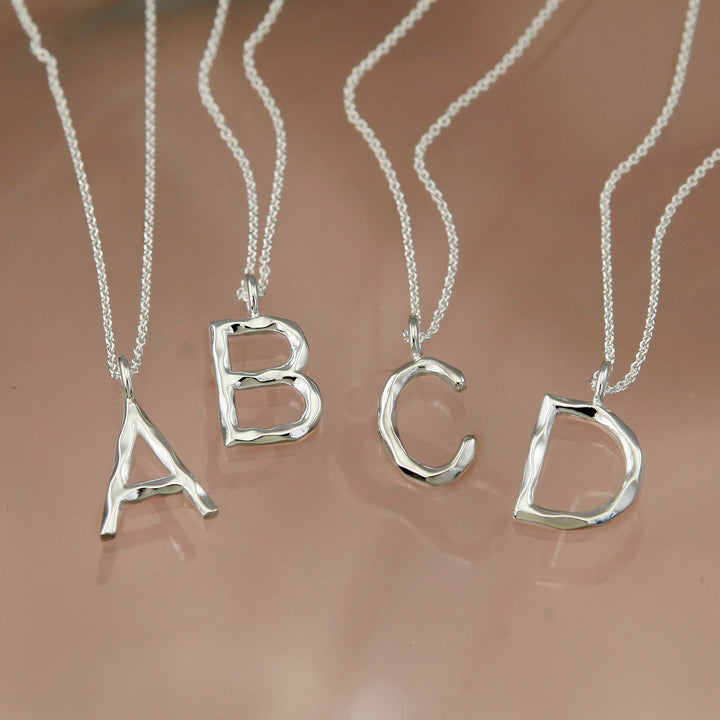 Silver Initial Pendant - A