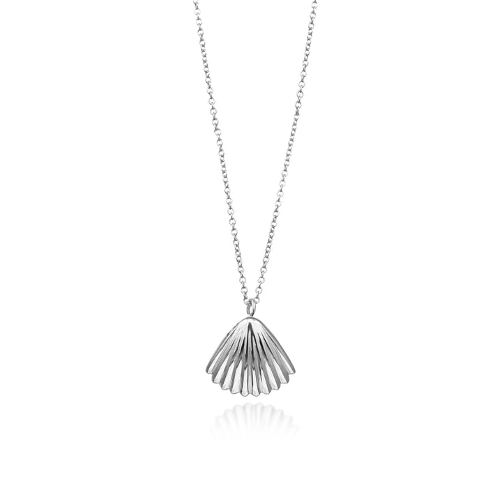 Sterling silver seashell clam pendant necklace