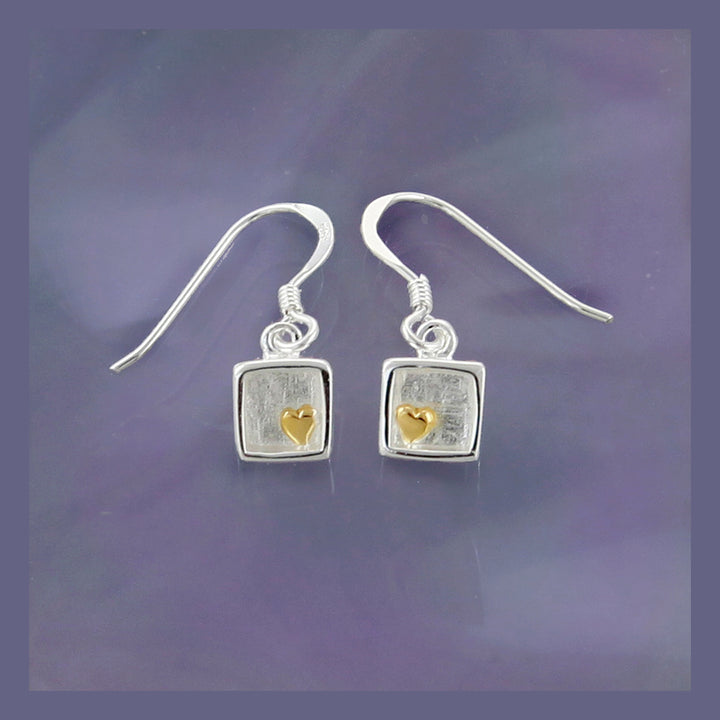 Silver Heart Of Gold Earrings