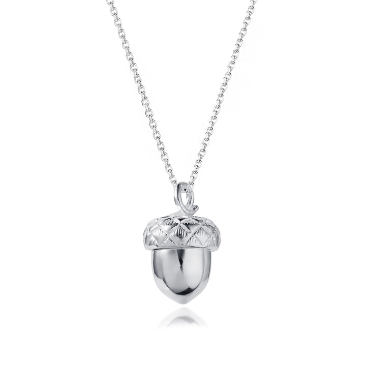 Sterling silver acorn locket birthstone pendant necklace closed