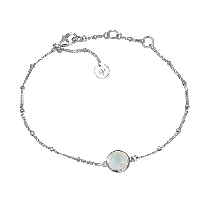 Sterling silver beaded chain bracelet with moonstone