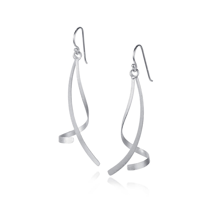 Twist & Turn Long Drop Earrings in Sterling Silver