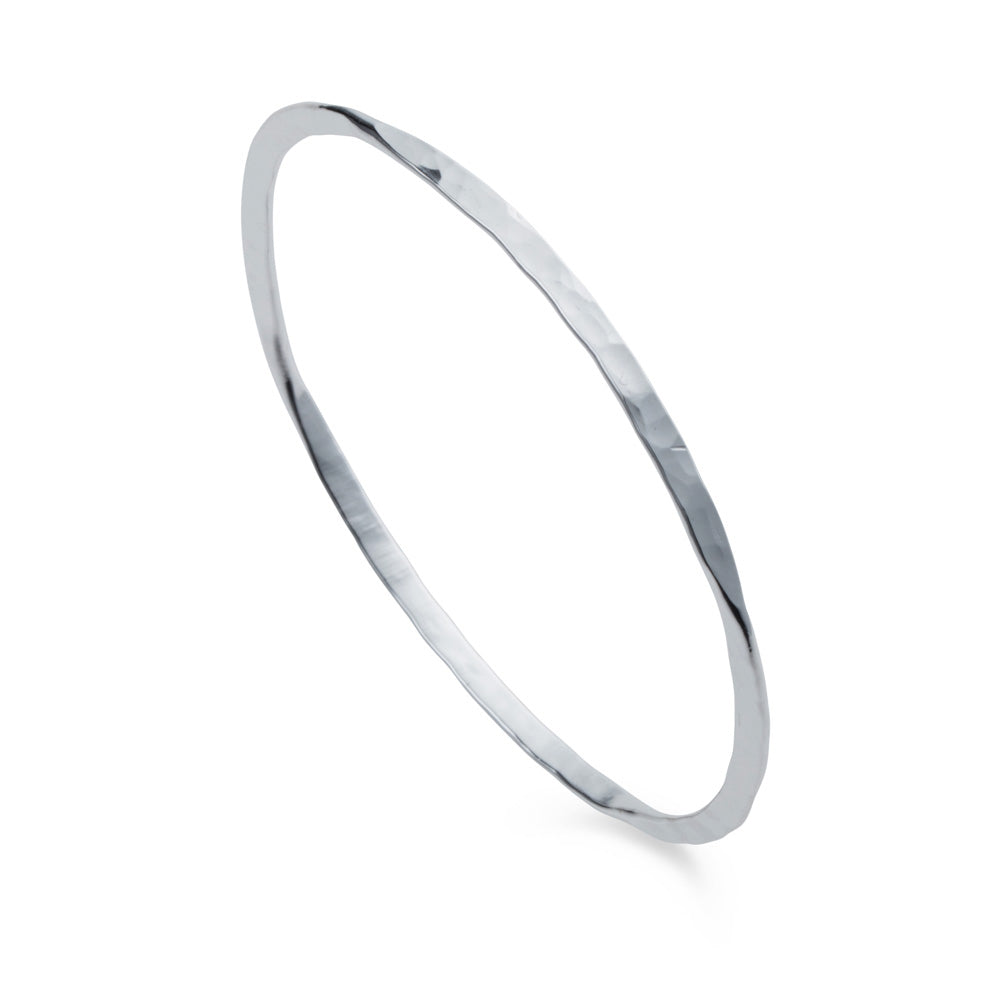 Sterling silver double take bangle with hammered texture