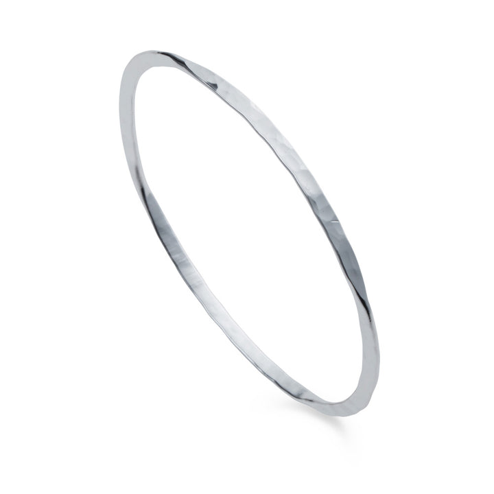 Sterling silver double take bangle with hammered texture