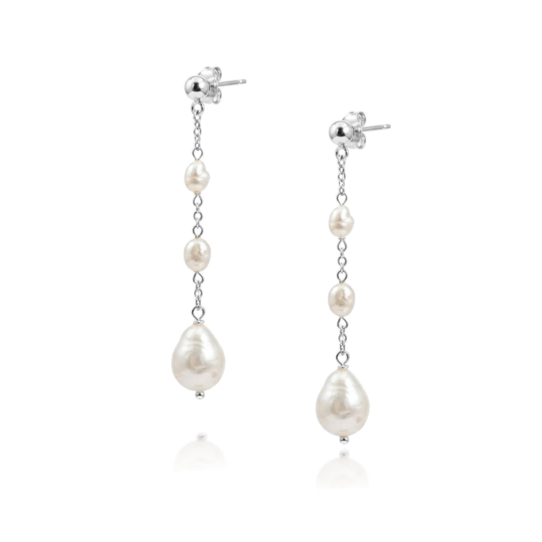 Sterling silver freshwater pearl drop stud earrings