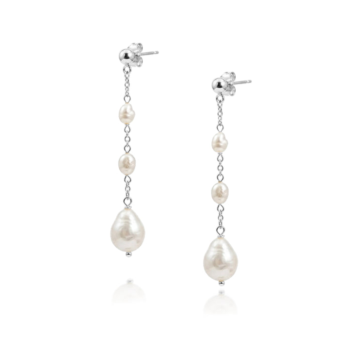 Sterling silver freshwater pearl drop stud earrings