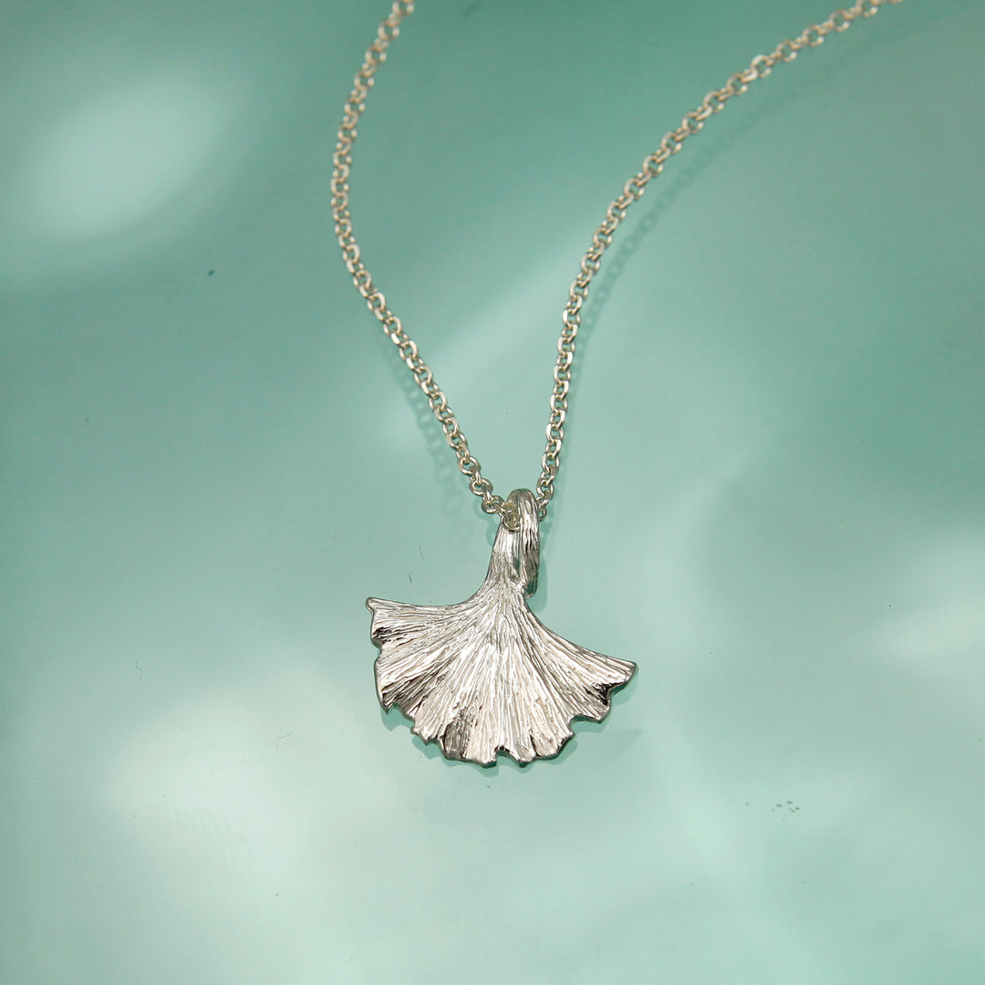 Silver Ginkgo Leaf Necklace - Minimalist Nature Jewellery