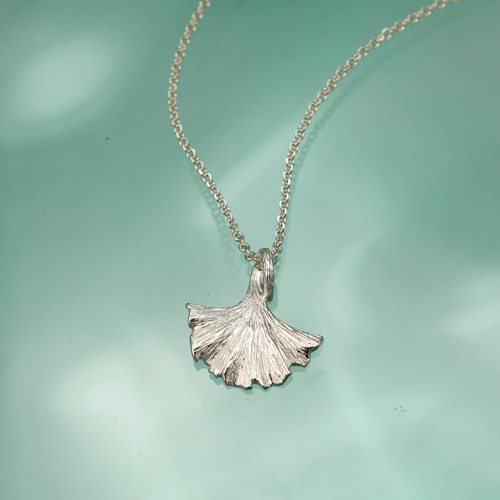 Silver Ginkgo Leaf Necklace - Minimalist Nature Jewellery