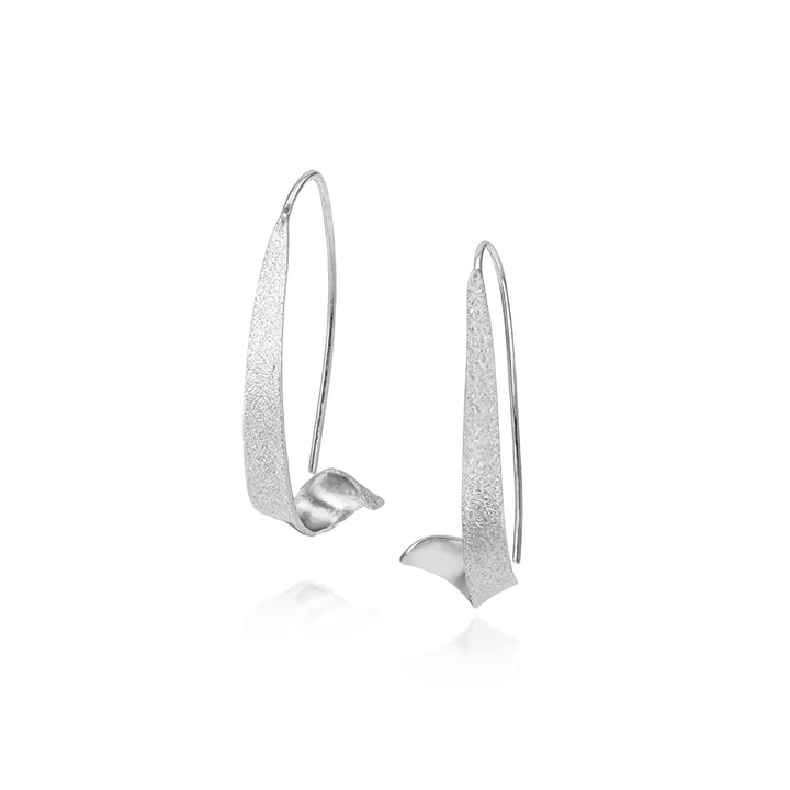 Sterling silver swirl threader hoop earrings