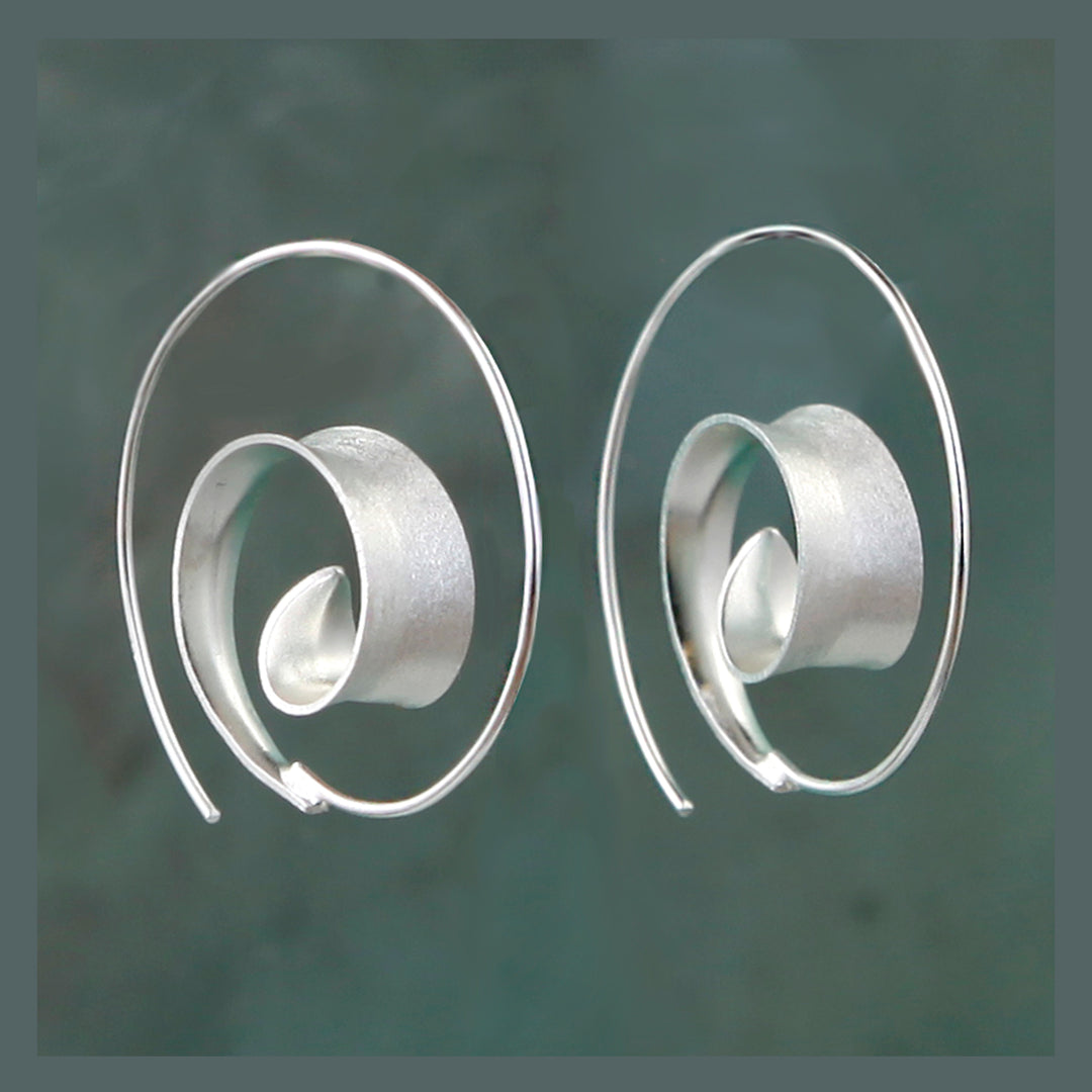 Sterling Silver Spiral Curl Threader Hoops