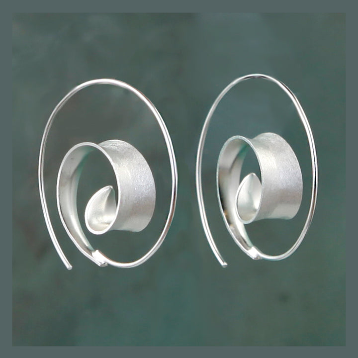 Sterling Silver Spiral Curl Threader Hoops
