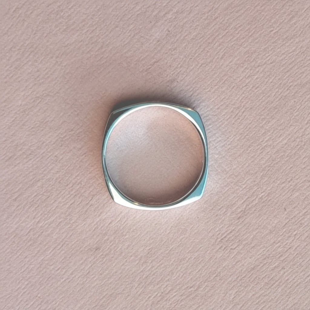 Sterling silver square band ring from above