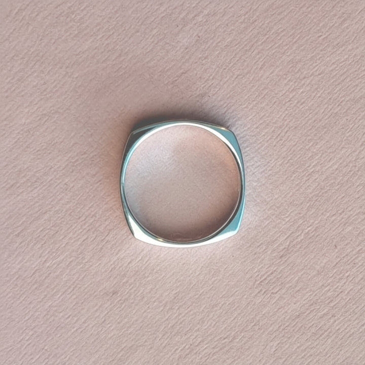 Sterling silver square band ring from above