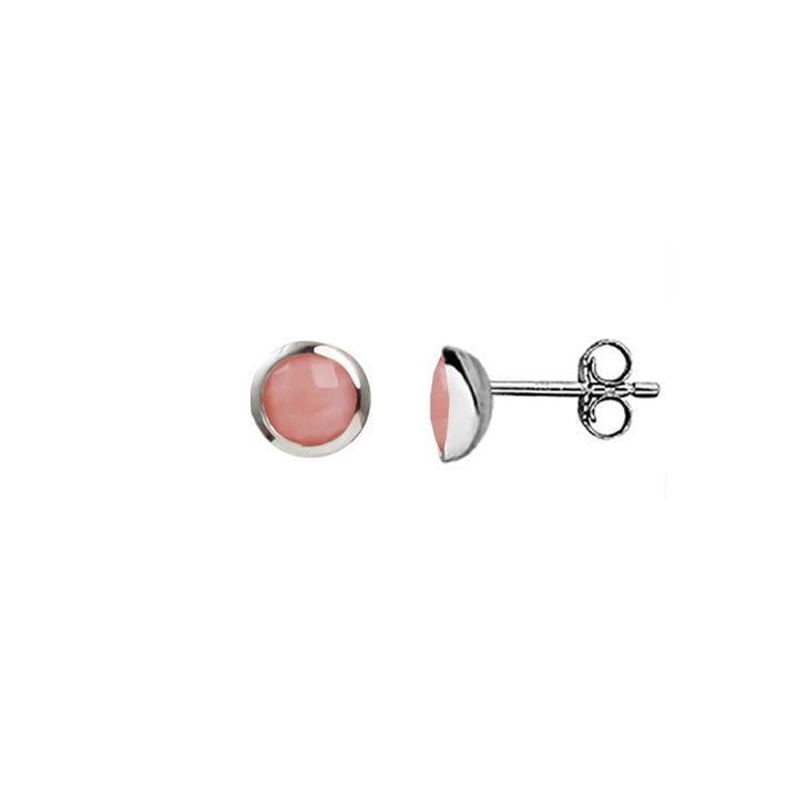 Sterling silver stud earrings set with pink opal 