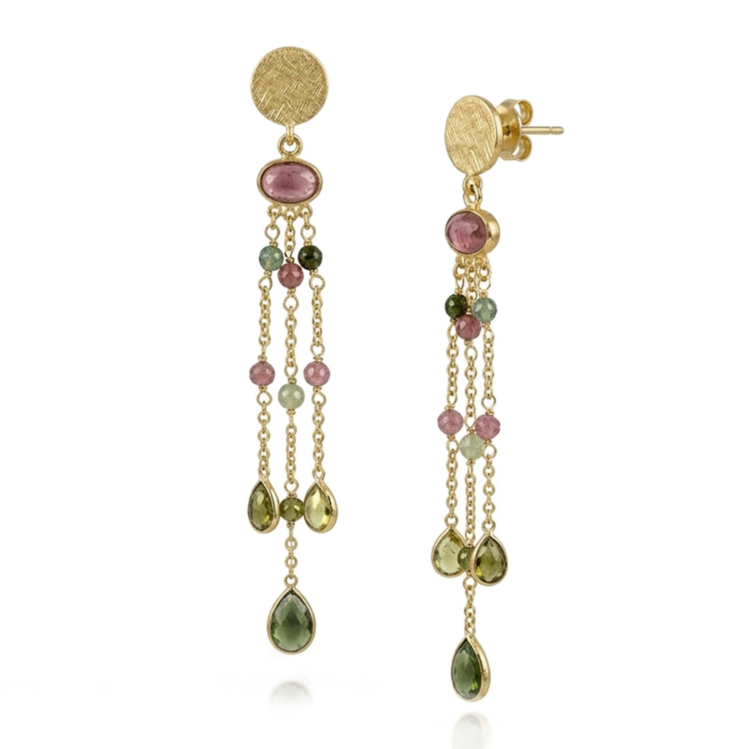 Tourmaline chandelier drop earrings in gold vermeil