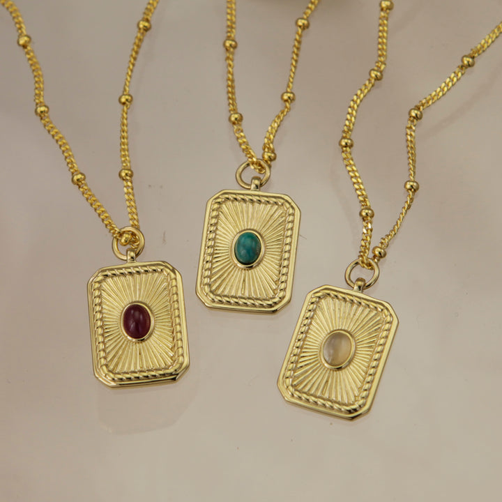 Gold Birthstone Pendant Necklace