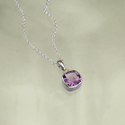 Image of Silver and Amethyst Pendant Necklace