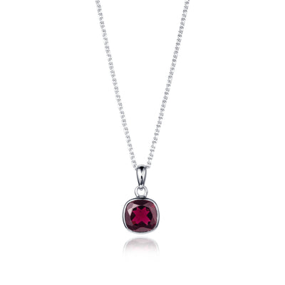 Photo of Silver And Garnet Gem Squared Pendant
