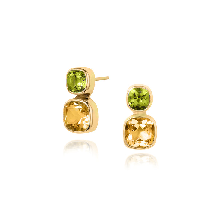 Photo of Gold Citrine & Peridot Stud Earrings