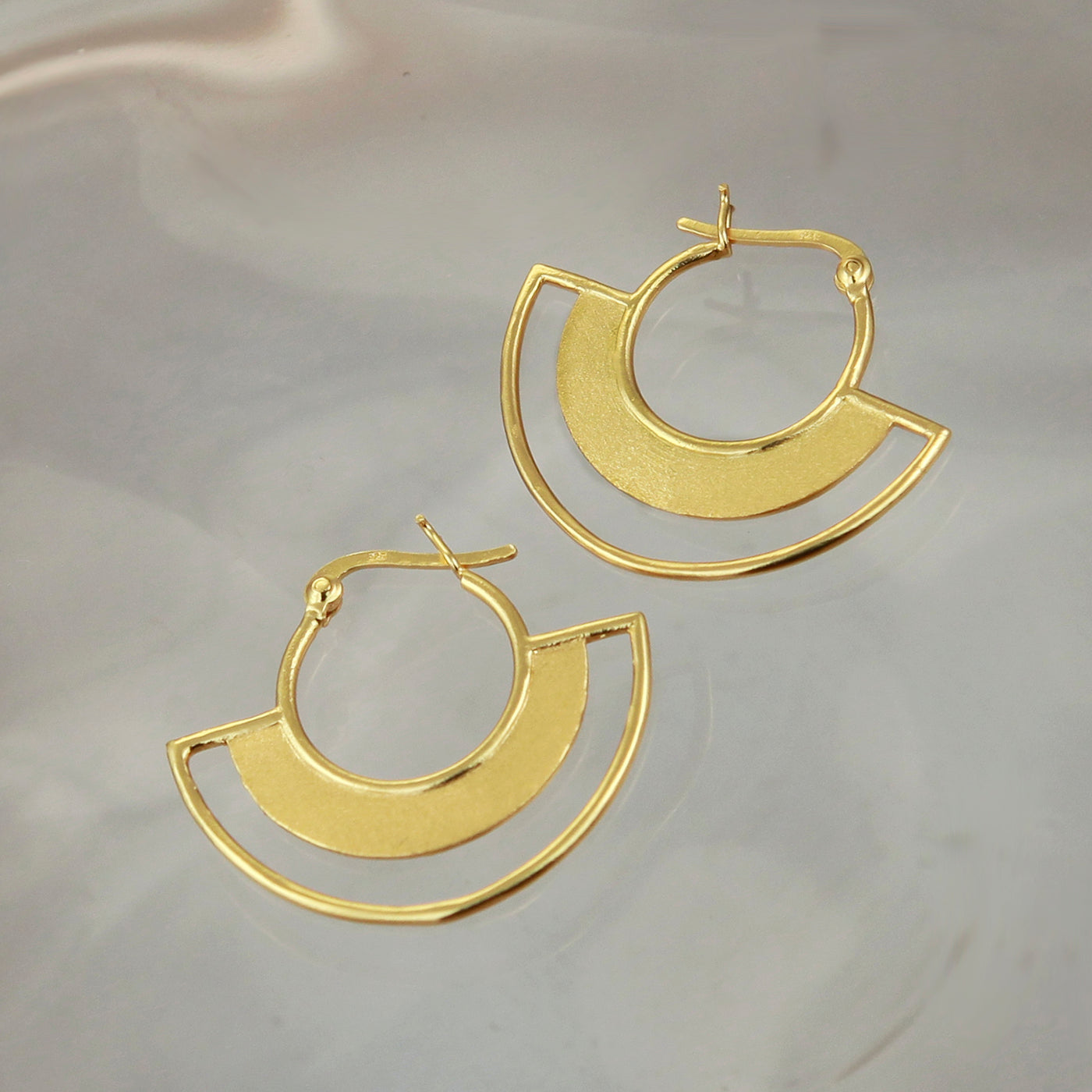 Image of Art Deco Gold Demi-Hoop Earrings