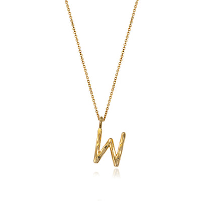 Initial Necklaces In Gold Letter W