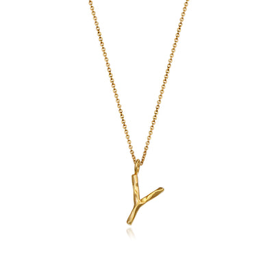 Initial Necklaces In Gold Letter Y