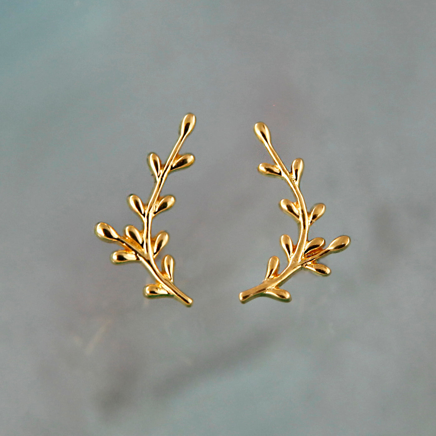 Image of Gold leaf Climber Earrings