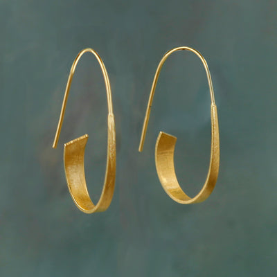 Photo of Gold Long Curl Hoop Earrings
