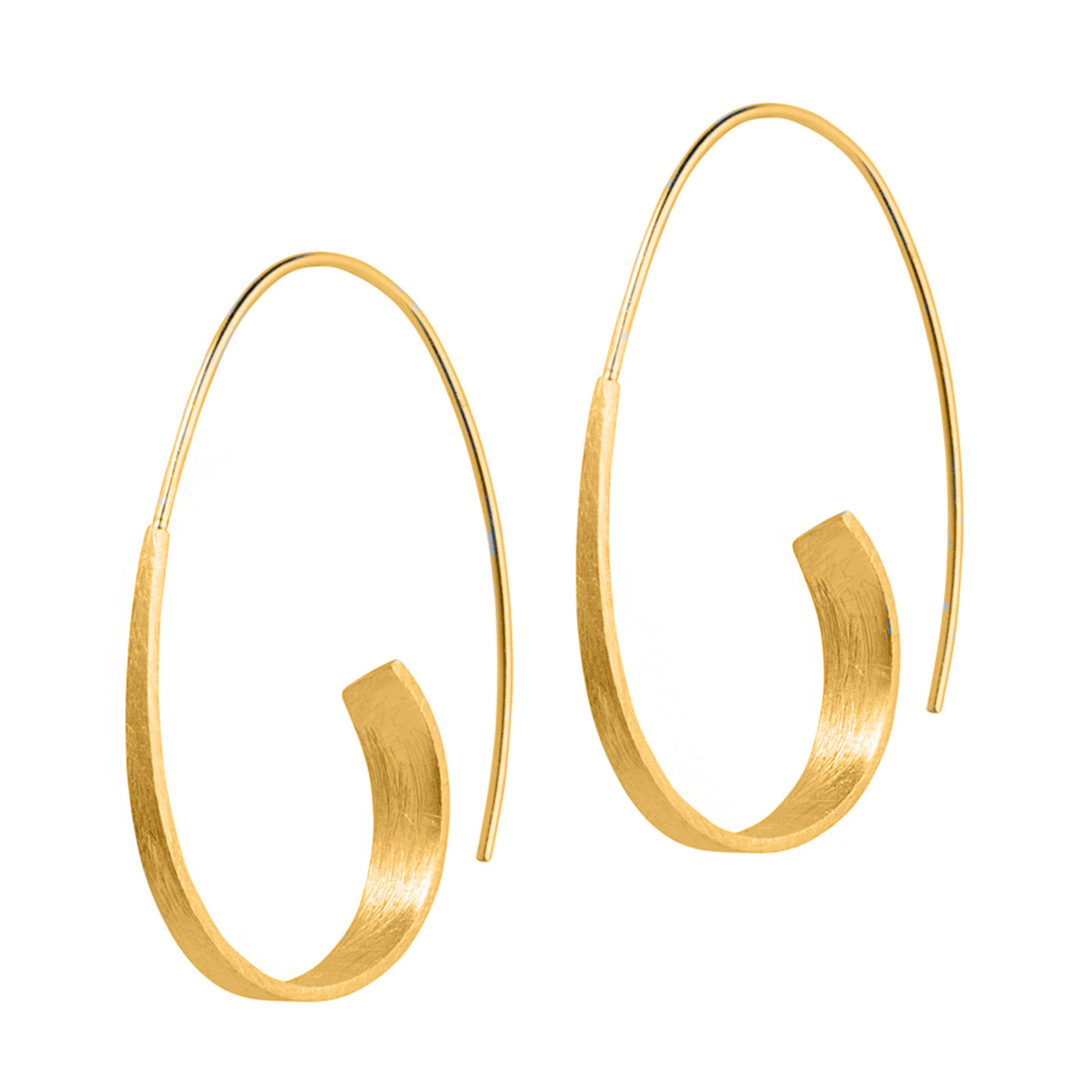 Image of Gold Long Curl Hoop Earrings