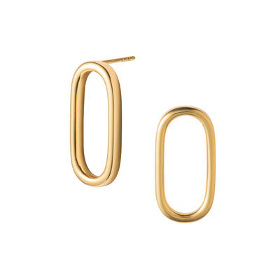 Image of Gold Oval Hoop Stud Earrings