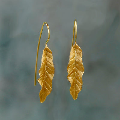 Image of Banana Leaf Gold Earrings