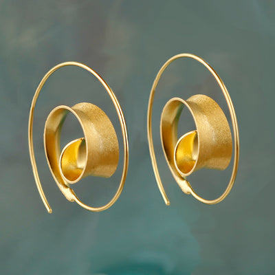 Image of Wire Curl Hoop Gold Earrings