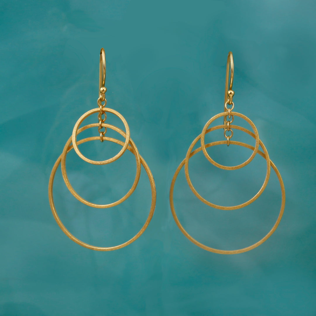 Image of Triple Hoop Gold Earrings