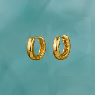 Image of Gold Round Huggie Hoop Earrings