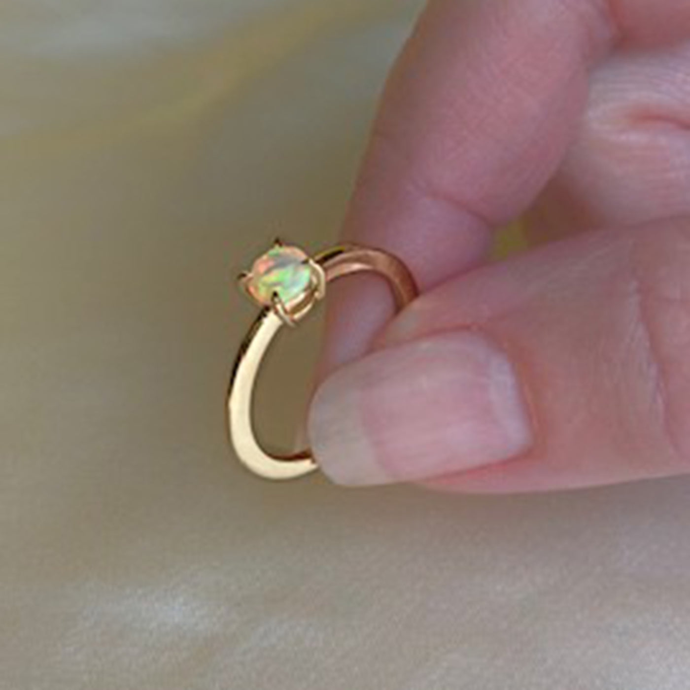 Image of Fire Opal Gold Vermeil Solitaire Ring