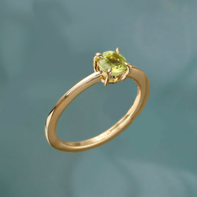 Image of Peridot Solitaire Ring In 18K Gold Vermeil
