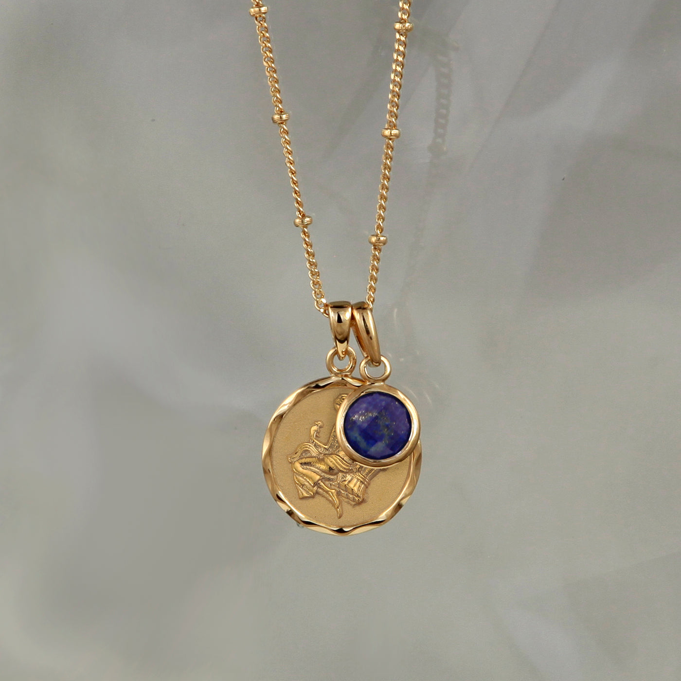 Gold Zodiac Sign Necklace - Virgo with Birthstone